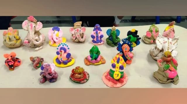 Shaping idols for Ganesh Chaturthi @SRCS INDORE.
