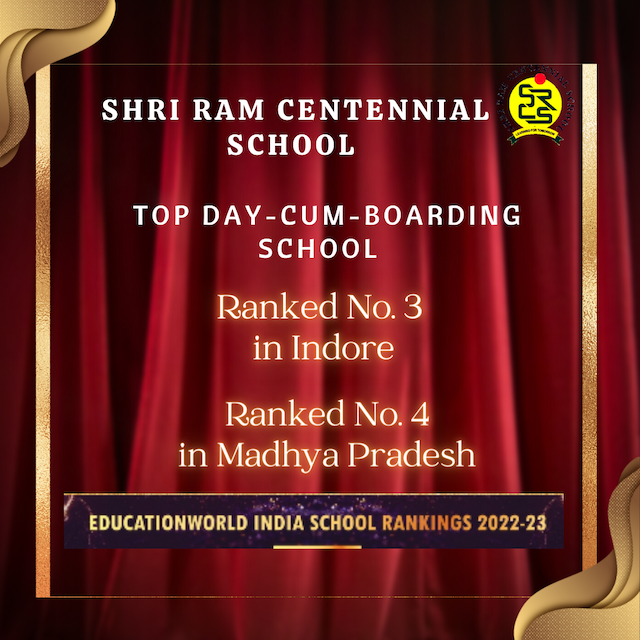 SRCS BEING RANKED AMONG THE TOP 3 SCHOOLS IN INDORE BY EDUCATION WORLD INDIA SCHOOL RANKINGS 2022-23