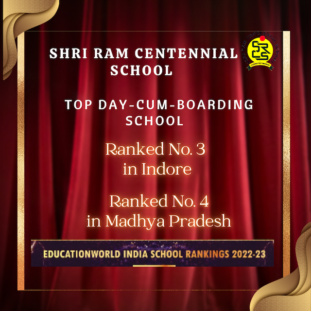 SRCS, Indore being ranked among the Top 3 Schools of Indore and among the Top 4 schools in MP 